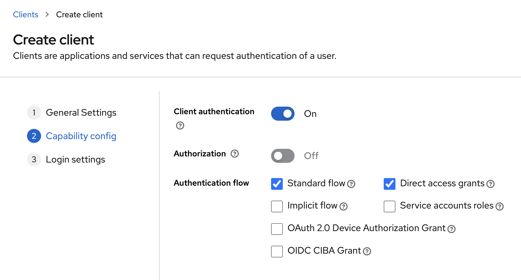 Creating New Keycloak OAuth App, setting up client